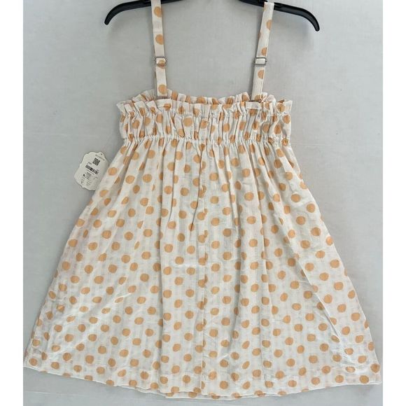Altar’d State Sz Medium Orange Polka Dot White Sleeveless Dress Pockets Lined$70 - Picture 14 of 16